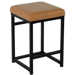Kirklands Home Bar Stools & Counter Height Stools|Caramel Faux Leather Upholstered Counter Stool Tan