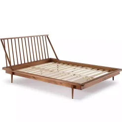 Kirklands Home Beds & Headboards|Caramel Mid-Century Modern Queen Bed Frame Brown