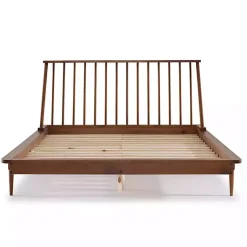 Kirklands Home Beds & Headboards|Caramel Mid-Century Modern Queen Bed Frame Brown