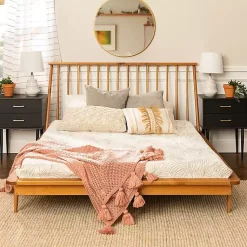 Kirklands Home Beds & Headboards|Caramel Mid-Century Modern Queen Bed Frame Brown