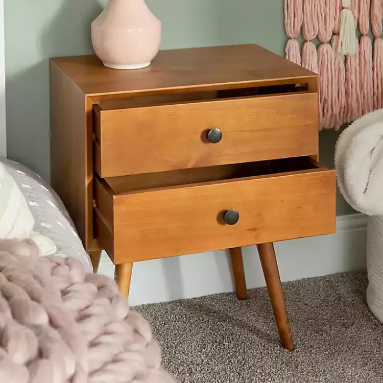 Kirklands Home Nightstands|Caramel Mid-Century Nightstand Brown