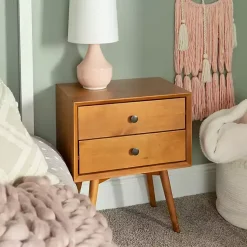 Kirklands Home Nightstands|Caramel Mid-Century Nightstand Brown