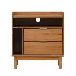 Kirklands Home Nightstands|Caramel Pine 2-Drawer Nightstand Brown