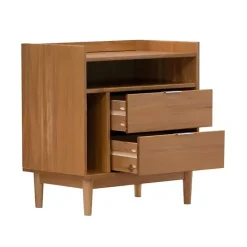 Kirklands Home Nightstands|Caramel Pine 2-Drawer Nightstand Brown