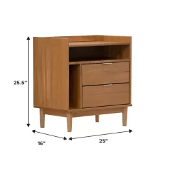 Kirklands Home Nightstands|Caramel Pine 2-Drawer Nightstand Brown