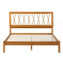 Kirklands Home Beds & Headboards|Caramel Wood Spindle Headboard Queen Bed Brown