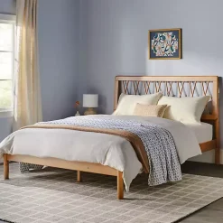 Kirklands Home Beds & Headboards|Caramel Wood Spindle Headboard Queen Bed Brown