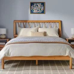 Kirklands Home Beds & Headboards|Caramel Wood Spindle Headboard Queen Bed Brown