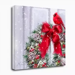 Best Cardinal on a Wreath Canvas Art Print Christmas Art & Wall Decor