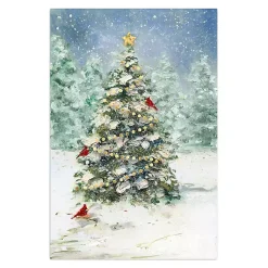 Sale Cardinals on Tree Small Canvas Art Print Christmas Art & Wall Decor