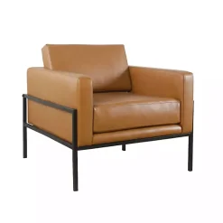 Kirklands Home Accent Chairs|Carmel Vegan Leather Club Accent Chair Brown