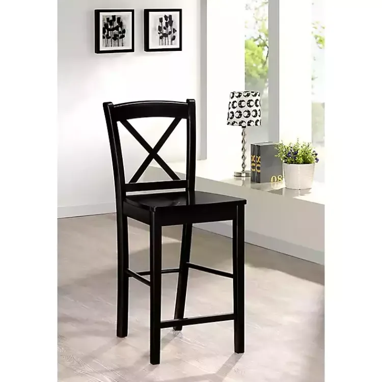 Kirklands Home Bar Stools & Counter Height Stools|Carter X-Back Counter Stool Black