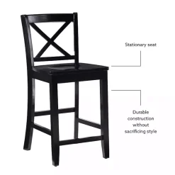 Kirklands Home Bar Stools & Counter Height Stools|Carter X-Back Counter Stool Black