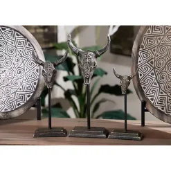 Discount Carved Iron Bullhead Statues, Set of 3 Statues & Figurines