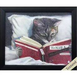 Kirklands Home Framed Art|Cat Reading Framed Art Print