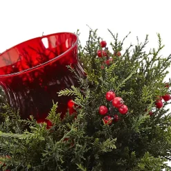 Cedar and Berry Candle Ring Centerpiece Christmas Centerpieces