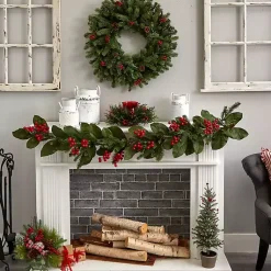 Cedar and Berry Candle Ring Centerpiece Christmas Centerpieces