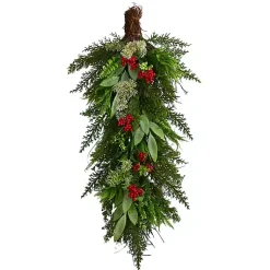 New Cedar and Eucalyptus Berry Teardrop Swag Christmas Wreaths