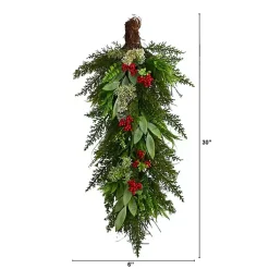 New Cedar and Eucalyptus Berry Teardrop Swag Christmas Wreaths