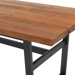 Kirklands Home Dining Tables|Cedar Wood and Black Metal Dining Table Brown