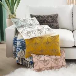 Best Celadon Beaded Floral Motif Lumbar Pillow Pillows