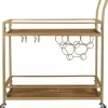 Kirklands Home Kitchen Islands & Bar Carts|Celeste Gold Metal and Wood Bar Cart
