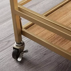 Kirklands Home Kitchen Islands & Bar Carts|Celeste Gold Metal and Wood Bar Cart