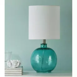 Kirklands Home Table Lamps|Cerulean Tinted Glass Jug Table Lamp White