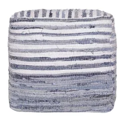 Hot Chambray Woven Stripe Cotton Pouf Poufs & Floor Cushions