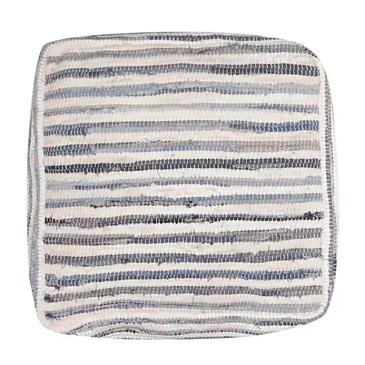 Hot Chambray Woven Stripe Cotton Pouf Poufs & Floor Cushions