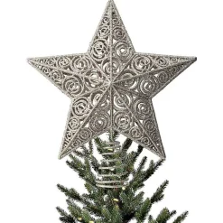 Outlet Champagne Glitter Classic Star Tree Topper Christmas Tree Decorations