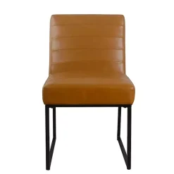 Kirklands Home Dining Chairs|Channeled Carmel Leather Dining Chair Brown