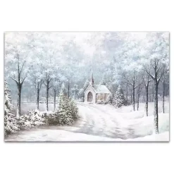 Sale Chapel in a Winter Forest Canvas Art Print Christmas Art & Wall Decor