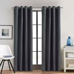 Kirklands Home Curtains & Drapes|Charcoal Alpine Blackout Curtain Panel, 95 in. Gray