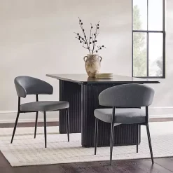 Kirklands Home Dining Chairs|Charcoal and Black Curved Dining Chairs, Set of 2 Gray