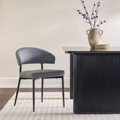 Kirklands Home Dining Chairs|Charcoal and Black Curved Dining Chairs, Set of 2 Gray