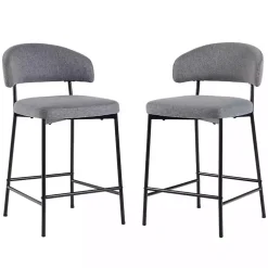 Kirklands Home Bar Stools & Counter Height Stools|Charcoal and Black Curved Counter Stools, Set of 2 Gray