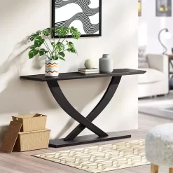 Kirklands Home Console Tables|Charcoal Ramus Console Table Black