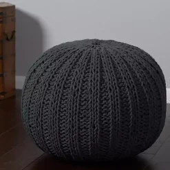 Best Charcoal Cable Knit Pouf Poufs & Floor Cushions