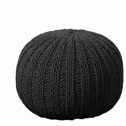 Best Charcoal Cable Knit Pouf Poufs & Floor Cushions
