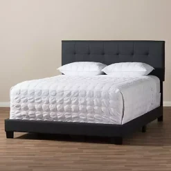 Kirklands Home Beds & Headboards|Charcoal Tufted Modern Queen Bed Gray