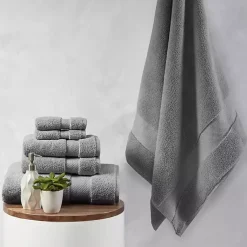 Kirklands Home Bath Towels|Charcoal 6-pc. Oversized Cotton Bath Towel Set Gray