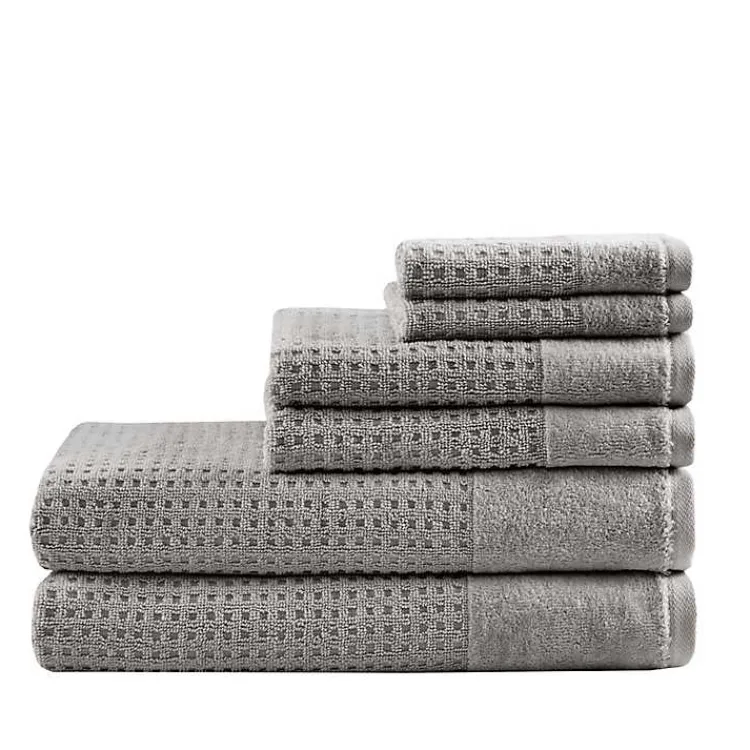 Kirklands Home Bath Towels|Charcoal 6-pc. Waffle Cotton Bath Towel Set Gray