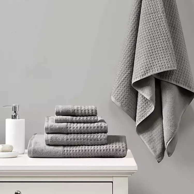 Kirklands Home Bath Towels|Charcoal 6-pc. Waffle Cotton Bath Towel Set Gray
