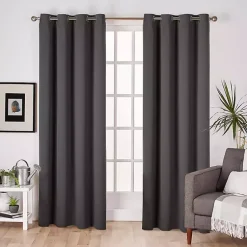 Kirklands Home Curtains & Drapes|Charcoal Sateen Curtain Panel Set, 96 in. Gray