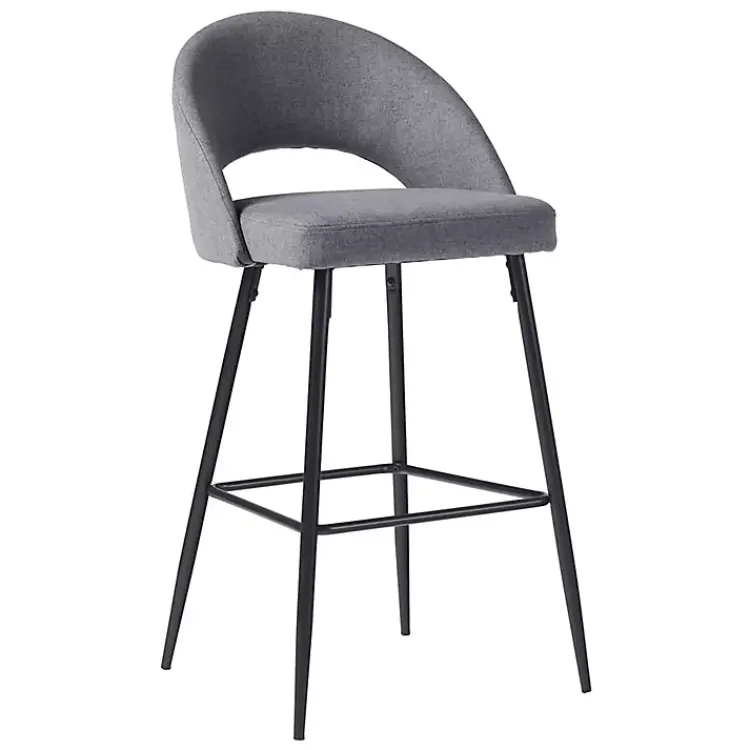 Kirklands Home Bar Stools & Counter Height Stools|Charcoal Upholstered Charli Bar Stools, Set of 2 Gray
