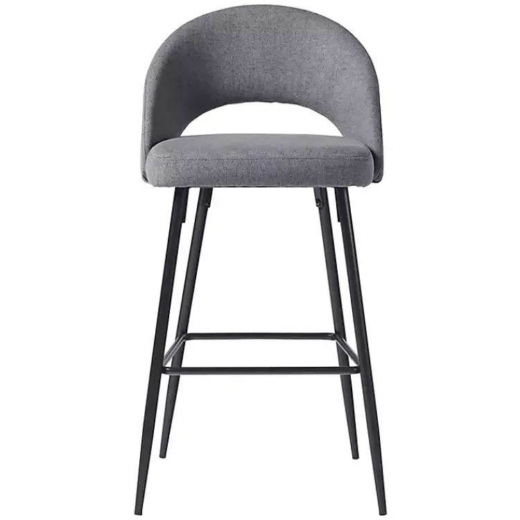 Kirklands Home Bar Stools & Counter Height Stools|Charcoal Upholstered Charli Bar Stools, Set of 2 Gray