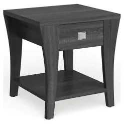 Kirklands Home Accent & End Tables|Charcoal Wood Single Drawer Side Table Gray