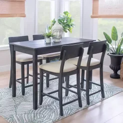 Kirklands Home Dining Sets|Charcoal Wood Upholstered 5-pc. Dining Set Gray