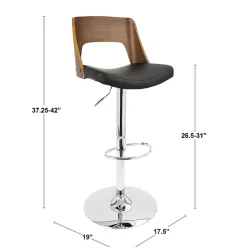 Kirklands Home Bar Stools & Counter Height Stools|Cherry Wood and Leather Swivel Bar Stool Black
